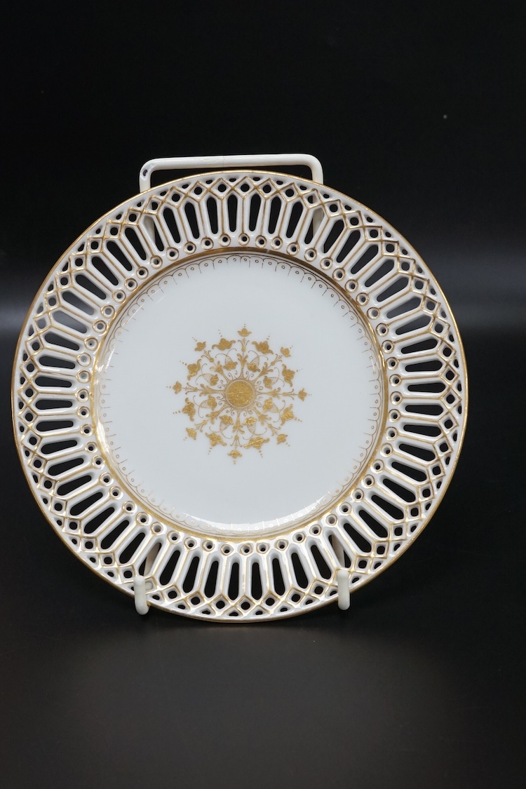 A Meissen plate, a Zsolnay box and cover, and two continental plates, largest 24cm in diameter
